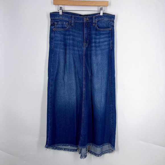 Johnny Was Dresses & Skirts - Johnny Was Vienna Maxi Skirt Blue Denim Raw Hem Back‎ Slit Size 30 Womens